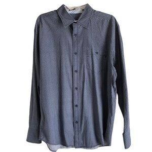 Axis LA Size Large Blue Geometric Button Long Sleeve Cotton Contrast Fabric